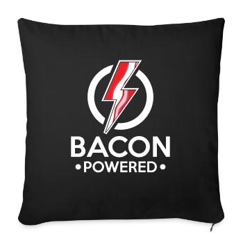 Bacon Powered - lightning taste morning - Sofa pillowcase 17,3'' x 17,3'' (45 x 45 cm) - black - Front