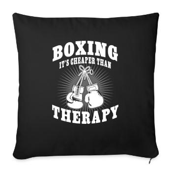 Boxing it's cheaper than Therapy - Housse de coussin décorative 45 x 45 cm - noir - Devant
