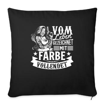 Vom Leben gezeichnet mit Farbe vollendet TATTOO - Sofa pillowcase 17,3'' x 17,3'' (45 x 45 cm) - black - Front