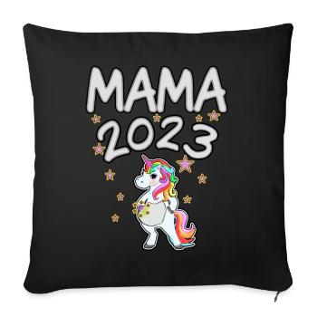 Maman 2023 - Housse de coussin décorative 45 x 45 cm - noir - Devant