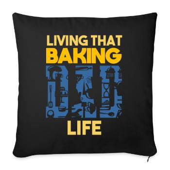 Living That Baking Dad Life Baker Papa - Sofa pillowcase 17,3'' x 17,3'' (45 x 45 cm) - black - Front