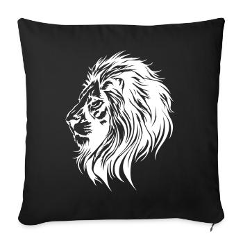 Symbole de tête de lion lion - Housse de coussin décorative 45 x 45 cm - noir - Devant