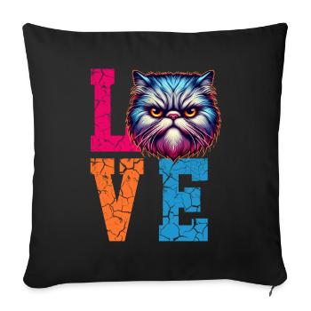 Chat d’amour - Housse de coussin décorative 45 x 45 cm - noir - Devant