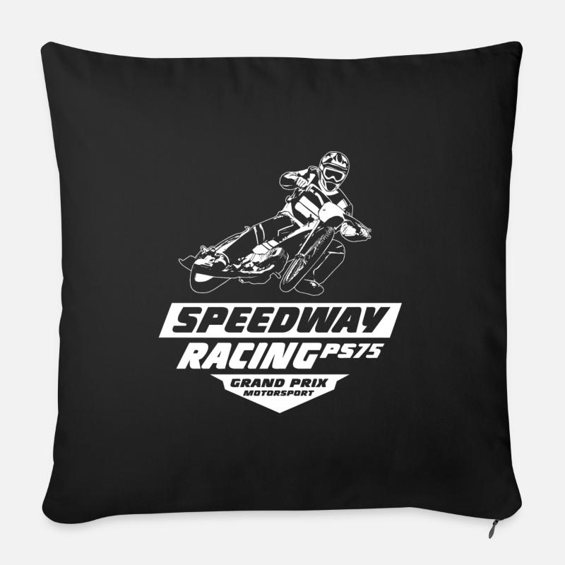Speedway - Motorcycle Speedway - Sofa pillowcase 17,3'' x 17,3'' (45 x 45 cm) - black