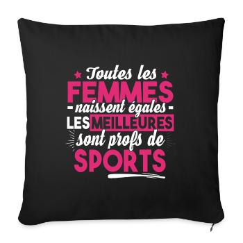 Prof de Sport Professeur Métier Cadeau Humour - Housse de coussin décorative 45 x 45 cm - noir - Devant