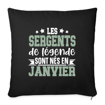 Sergent Militaire Armée Janvier Anniversaire - Housse de coussin décorative 45 x 45 cm - noir - Devant