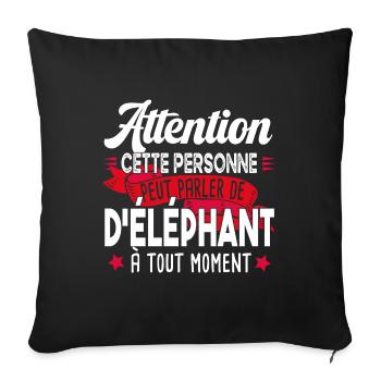 Éléphant Animal Dumbo Cadeau Humour Safari Trompe - Housse de coussin décorative 45 x 45 cm - noir - Devant