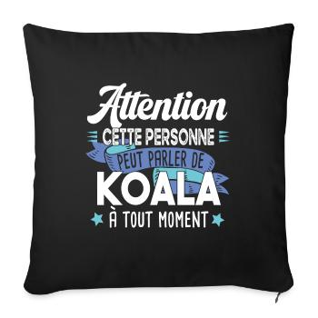 Koala Animal Mignon Cadeau Humour Peluche Zoo - Housse de coussin décorative 45 x 45 cm - noir - Devant
