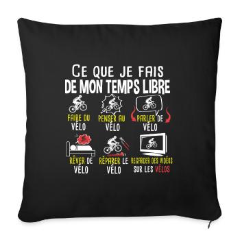Vélo Vélos Cycliste Cyclisme Cadeau Triathlon BMX - Housse de coussin décorative 45 x 45 cm - noir - Devant