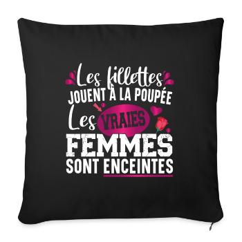 Enceinte Grossesse Naissance Femme Cadeau - Housse de coussin décorative 45 x 45 cm - noir - Devant