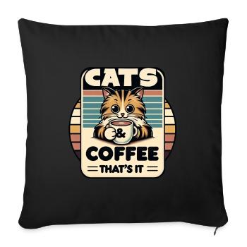 Le chat et le café sont tout ce dont j’ai besoin - Housse de coussin décorative 45 x 45 cm - noir - Devant