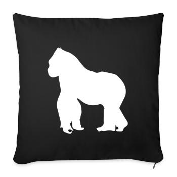 Cadeau gorille singe dos argenté - Housse de coussin décorative 45 x 45 cm - noir - Devant