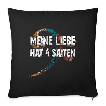 Ich liebe meinen Bass - ich spiele Bass - Sofakissenbezug 45 x 45 cm - Schwarz - Vorne
