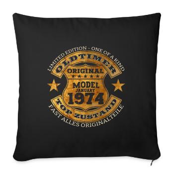 50th Birthday Vintage January Vintage 1974 - Sofa pillowcase 17,3'' x 17,3'' (45 x 45 cm) - black - Front
