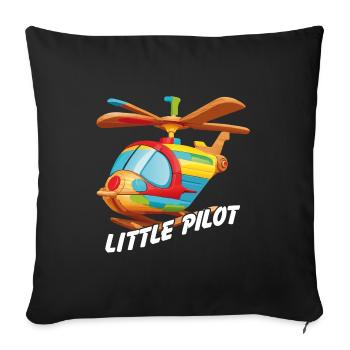Small Wooden Helicopter for Kids Little Pilot - Sofa pillowcase 17,3'' x 17,3'' (45 x 45 cm) - black - Front