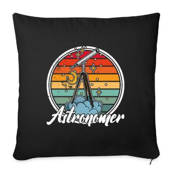 Telescope Hobby Astronomy Stars Planets - Sofa pillowcase 17,3'' x 17,3'' (45 x 45 cm) - black - Front