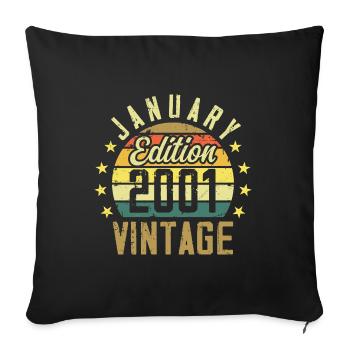 Legends were born in January 2001 - January 2001 - Sofa pillowcase 17,3'' x 17,3'' (45 x 45 cm) - black - Front