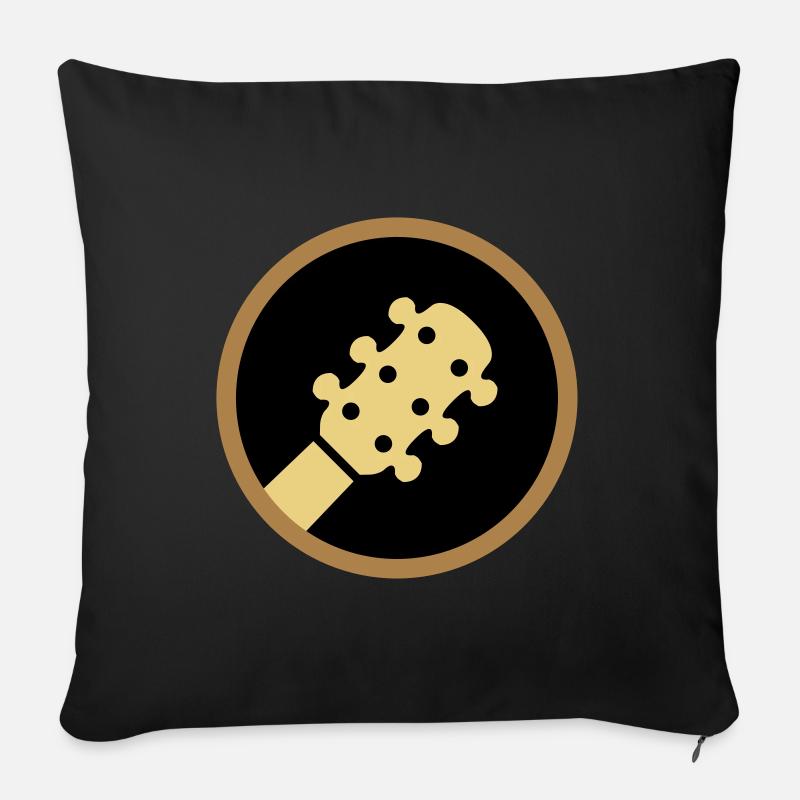 ★ Designfarben änderbar ★ Kopf einer Gitarre Kreis - Sofakissenbezug 45 x 45 cm - Schwarz