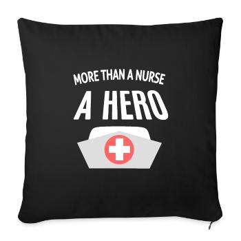 Plus qu’une infirmière, un héros : citation infirmière - Housse de coussin décorative 45 x 45 cm - noir - Devant