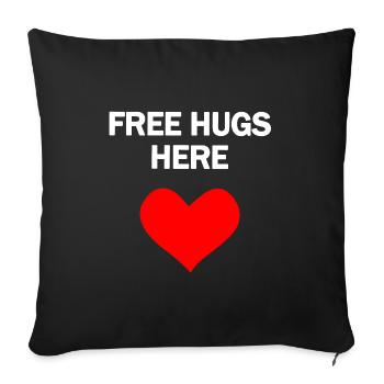 Câlins gratuits ici, répandez l’amour ! - Housse de coussin décorative 45 x 45 cm - noir - Devant