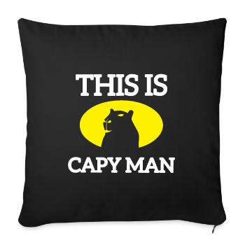 Voici Capy Man : Drôle de citation de capybara - Housse de coussin décorative 45 x 45 cm - noir - Devant