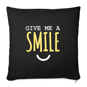 Donnez-moi un sourire : Citation sur le bonheur - Housse de coussin décorative 45 x 45 cm - noir - Devant