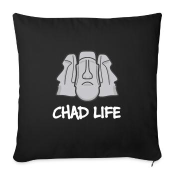 Chad Life : Giga Chad Moai Statue - Sofakissenbezug 45 x 45 cm - Schwarz - Vorne