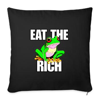 Mangez le design de grenouille riche et drôle, l’humour mème - Housse de coussin décorative 45 x 45 cm - noir - Devant