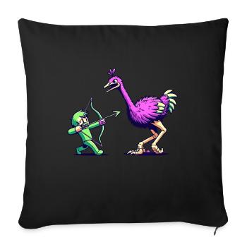 Défi de l’autruche de l’archer excentrique - Housse de coussin décorative 45 x 45 cm - noir - Devant