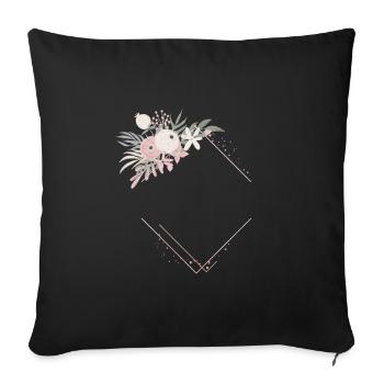 Blumen Geometrisch Personalisierbar - Sofakissenbezug 45 x 45 cm - Schwarz - Vorne