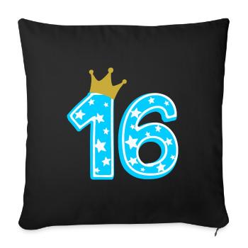 16 Krone 16ème anniversaire 16 ans - Housse de coussin décorative 45 x 45 cm - noir - Devant