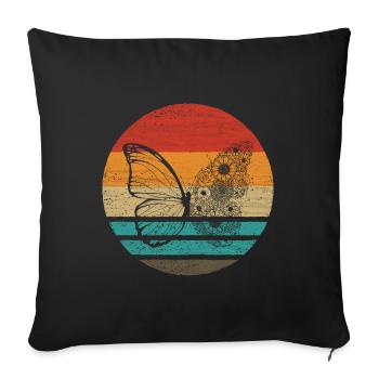 Papillon Retro Style Vintage - Housse de coussin décorative 45 x 45 cm - noir - Devant