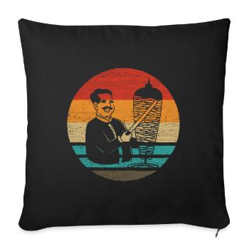 Doner Kebab Retro Style Vintage - Housse de coussin décorative 45 x 45 cm - noir - Devant