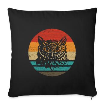 Eule Retro Style Vintage - Sofakissenbezug 45 x 45 cm - Schwarz - Vorne