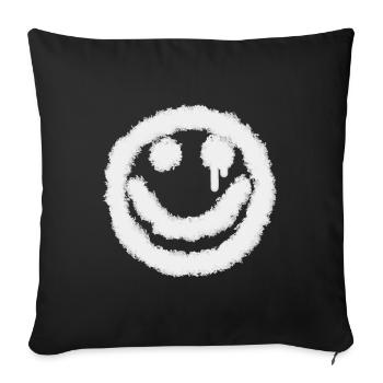 smilie white - Sofa pillowcase 17,3'' x 17,3'' (45 x 45 cm) - black - Front