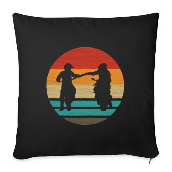 Motocycliste Fist Salute Retro Style Vintage - Housse de coussin décorative 45 x 45 cm - noir - Devant