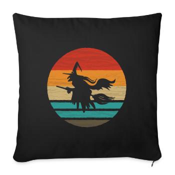 Witch's broom Helloween Retro Style Vintage - Sofa pillowcase 17,3'' x 17,3'' (45 x 45 cm) - black - Front