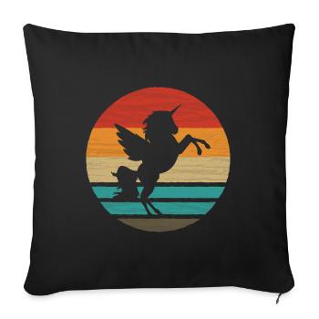 Einhorn Retro Style Vintage - Sofakissenbezug 45 x 45 cm - Schwarz - Vorne