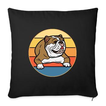 Bulldog Dog Breed Vintage Retro Sunset - Sofa pillowcase 17,3'' x 17,3'' (45 x 45 cm) - black - Front