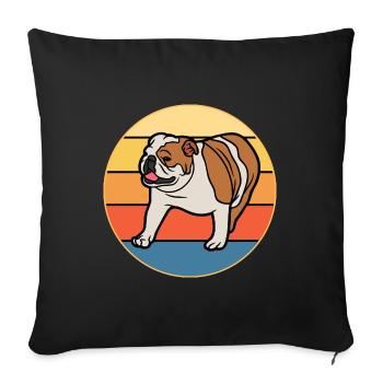 Bulldog Dog Breed Vintage Retro Sunset - Sofa pillowcase 17,3'' x 17,3'' (45 x 45 cm) - black - Front