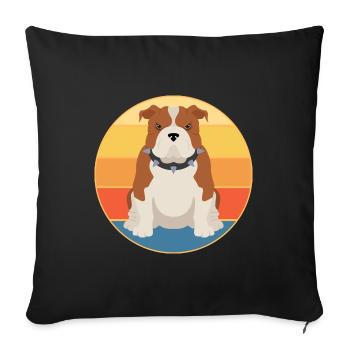 Bulldog Dog Breed Vintage Retro Sunset - Sofa pillowcase 17,3'' x 17,3'' (45 x 45 cm) - black - Front