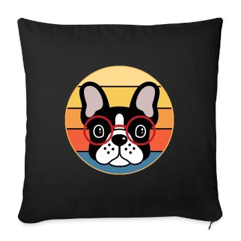French Bulldog Dog Breed Vintage Retro Sunset - Sofa pillowcase 17,3'' x 17,3'' (45 x 45 cm) - black - Front