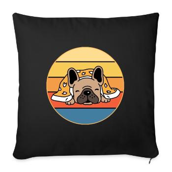 French Bulldog Dog Breed Vintage Retro Sunset - Sofa pillowcase 17,3'' x 17,3'' (45 x 45 cm) - black - Front