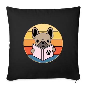 French Bulldog Dog Breed Vintage Retro Sunset - Sofa pillowcase 17,3'' x 17,3'' (45 x 45 cm) - black - Front