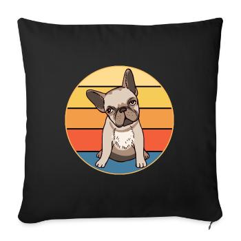 French Bulldog Dog Breed Vintage Retro Sunset - Sofa pillowcase 17,3'' x 17,3'' (45 x 45 cm) - black - Front