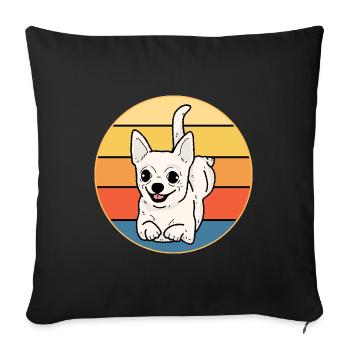 Cute Chihuahua Dog Breed Vintage Retro Sunset - Sofa pillowcase 17,3'' x 17,3'' (45 x 45 cm) - black - Front