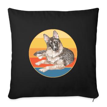 German Shepherd Dog Breed Vintage Retro Sunset - Sofa pillowcase 17,3'' x 17,3'' (45 x 45 cm) - black - Front