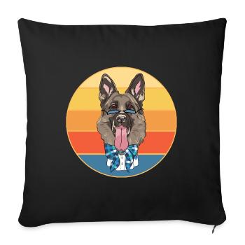 German Shepherd Dog Breed Vintage Retro Sunset - Sofa pillowcase 17,3'' x 17,3'' (45 x 45 cm) - black - Front