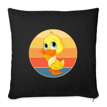 Niedliche Ente Vintage Retro Sonnenuntergang Tierliebhaber Design - Sofakissenbezug 45 x 45 cm - Schwarz - Vorne