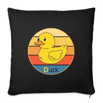 Niedliche Ente Vintage Retro Sonnenuntergang Tierliebhaber Design - Sofakissenbezug 45 x 45 cm - Schwarz - Vorne